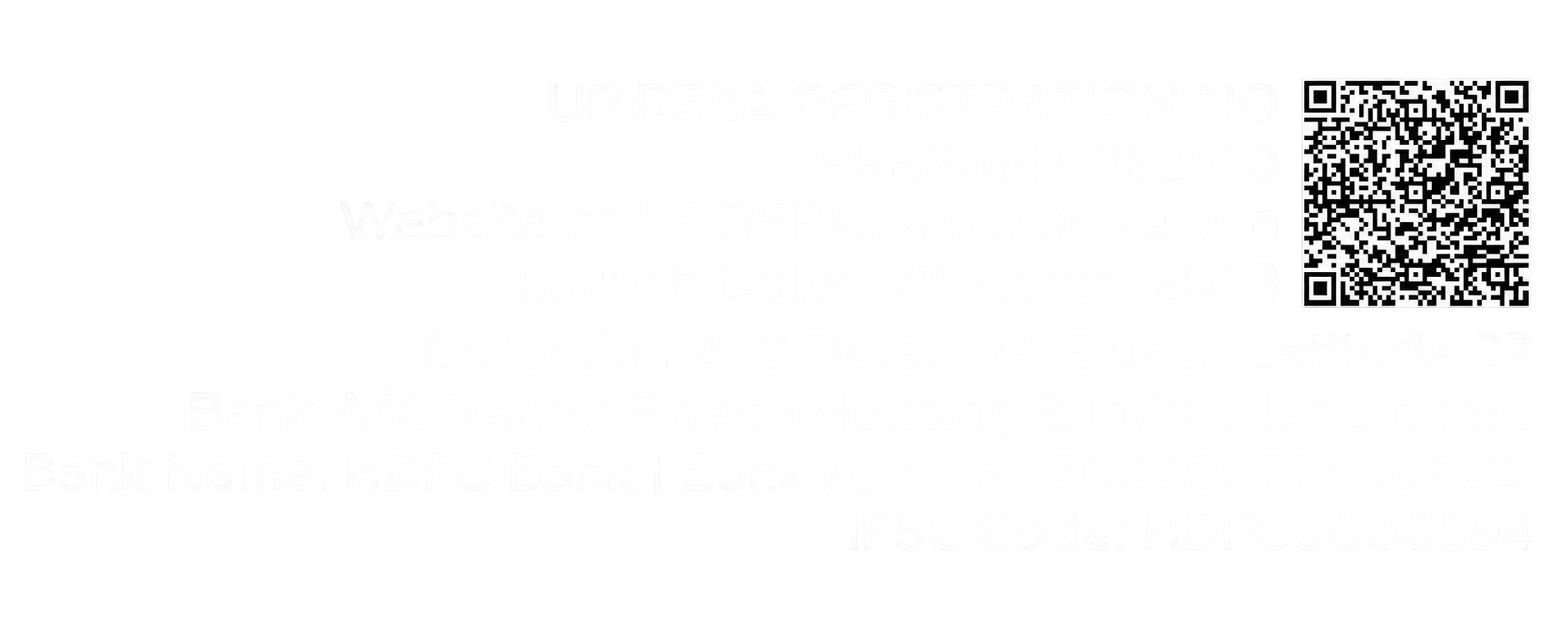 UP RERA registration UPRERAPRJ382100 with QR code and project account details